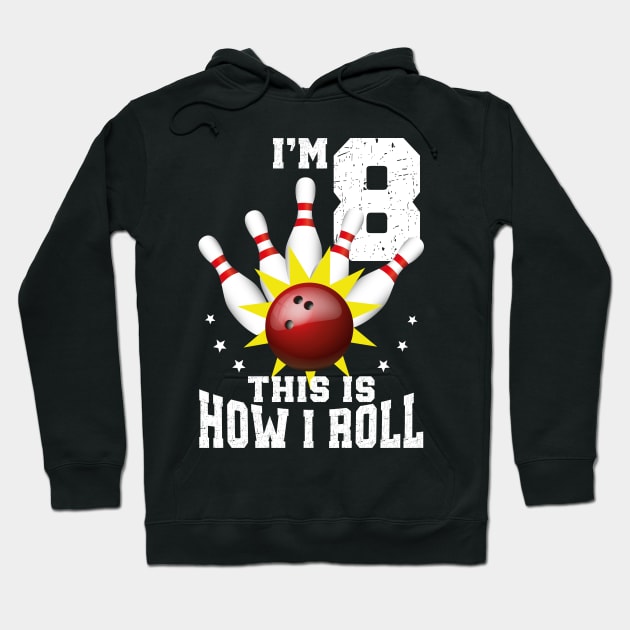 Bowling 8th Birthday Bday Party Kids 8 years Old Bowler Hoodie by Msafi